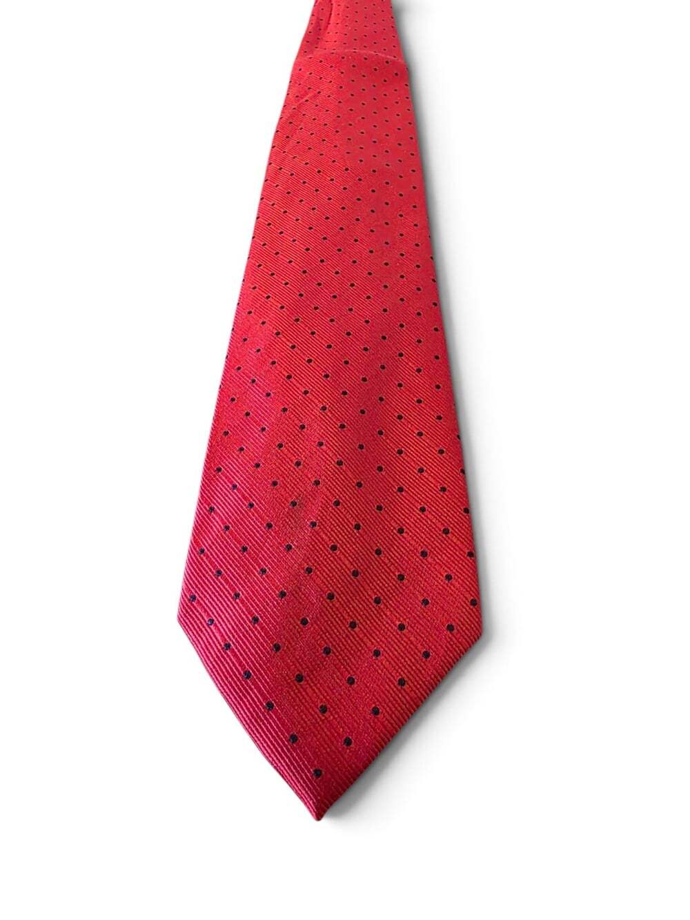 Vroom & Dreesmann Men's 100% Silk Tie Red Black Polka Dot Classic Necktie - Picture 3 of 11